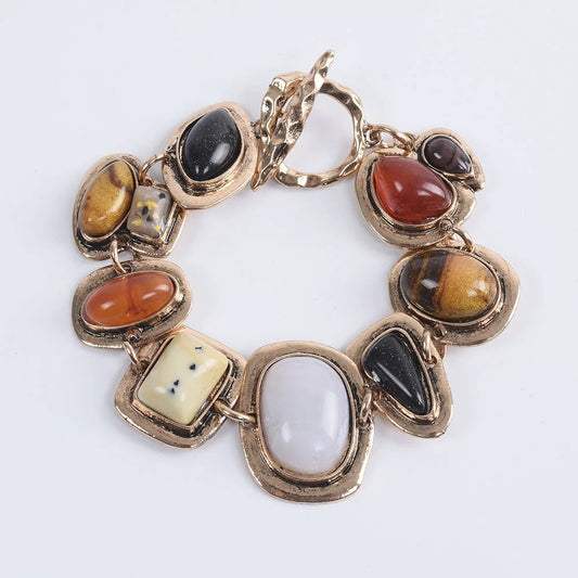 New za Indian Vintage Bracelets Jewelry Women Bohemian Ethnic Statement Charm Retro Resin Stone Bracelet Female